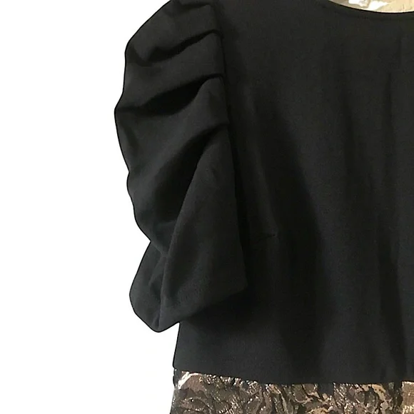 Goth Dress Black Knit Bodice & Gold Floral Brocade by JJ’s House NWT - Picture 9 of 9